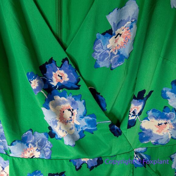 Eliza J Blue And Green Floral Faux Wrap Midi Dress, plus size 22W - Picture 4 of 15